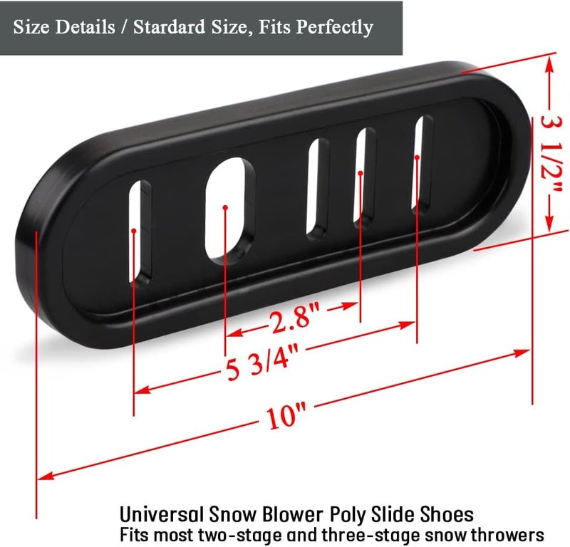 HUSWELL 490-241-0010 Snowblower Slide Shoes Skid Shoe (2 Pack) with Mounting Hardware for Universal MTD Snow Thrower - Image 3